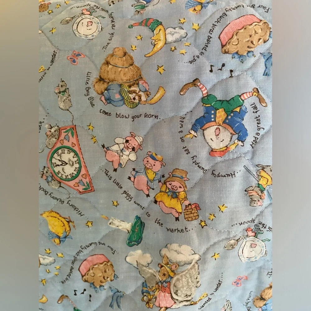 Mother Goose Nursery Rhymes Handmade Baby Quilt 42” Tall X 31” Wide